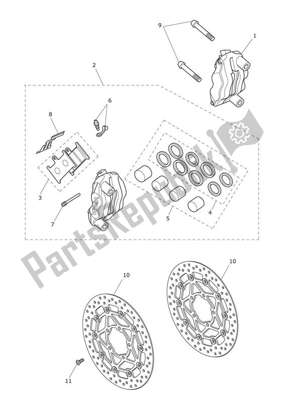 Toutes les pièces pour le étrier Et Disques De Frein Avant du Triumph Street Triple R VIN: 560477-806645 675 2013 - 2016