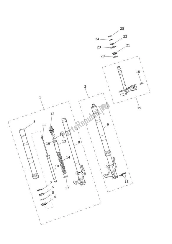 Todas las partes para Horquillas Delanteras Y Yugos de Triumph Street Triple R VIN: 560477-806645 675 2013 - 2016