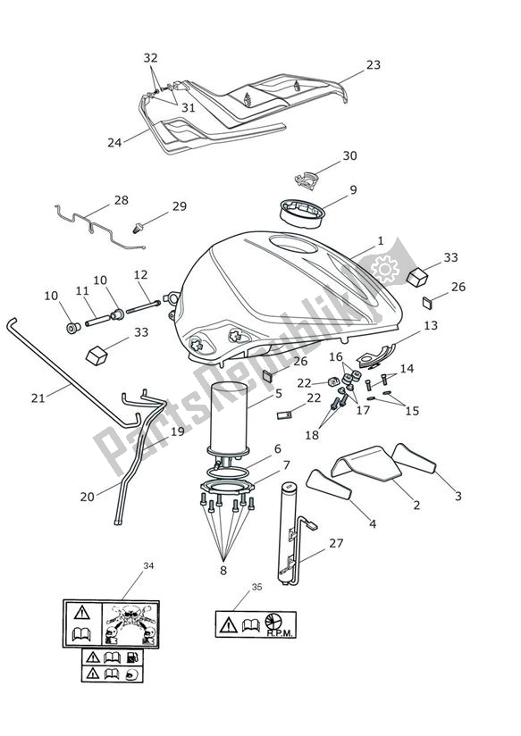 Toutes les pièces pour le Réservoir De Carburant, Pompe à Carburant Et Raccords du Triumph Street Triple R VIN: 560477-806645 675 2013 - 2016