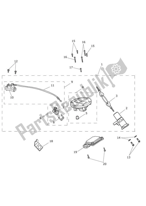 All parts for the Ignition Switch & Lockset of the Triumph Street Triple R VIN: 560477-806645 675 2013 - 2016