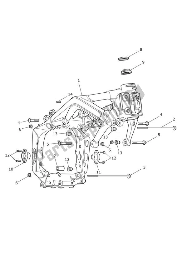 All parts for the Main Frame & Fittings of the Triumph Street Triple R VIN: 560477-806645 675 2013 - 2016