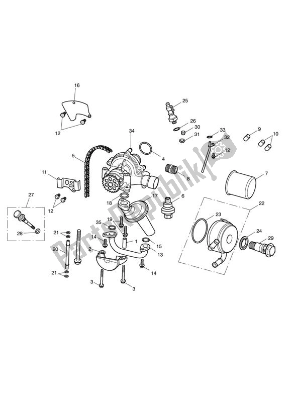 All parts for the Oil Pump Drive of the Triumph Street Triple R VIN: 560477-806645 675 2013 - 2016