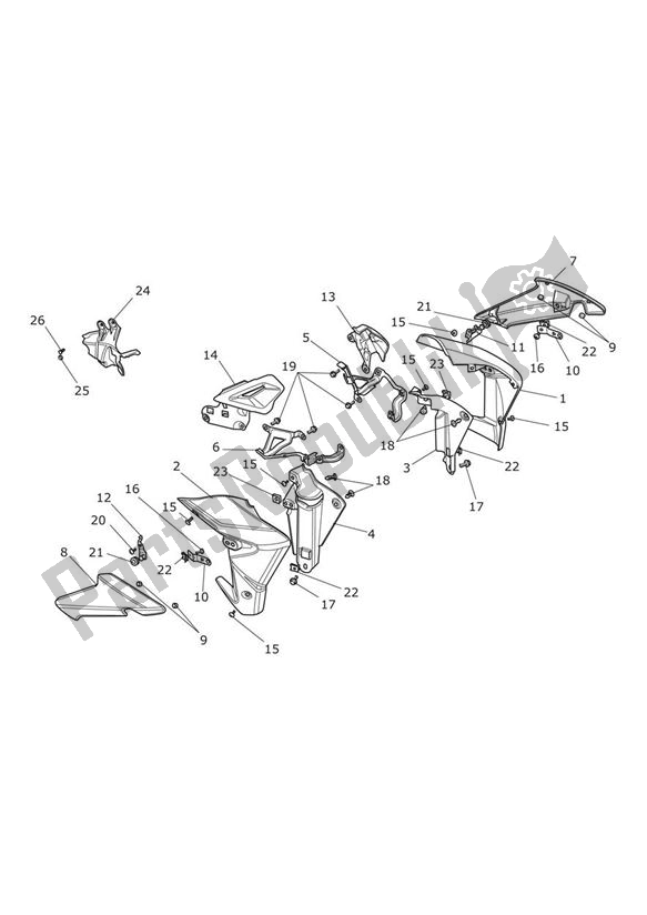 Toutes les pièces pour le Des Panneaux Latéraux du Triumph Street Triple R VIN: 560477-806645 675 2013 - 2016