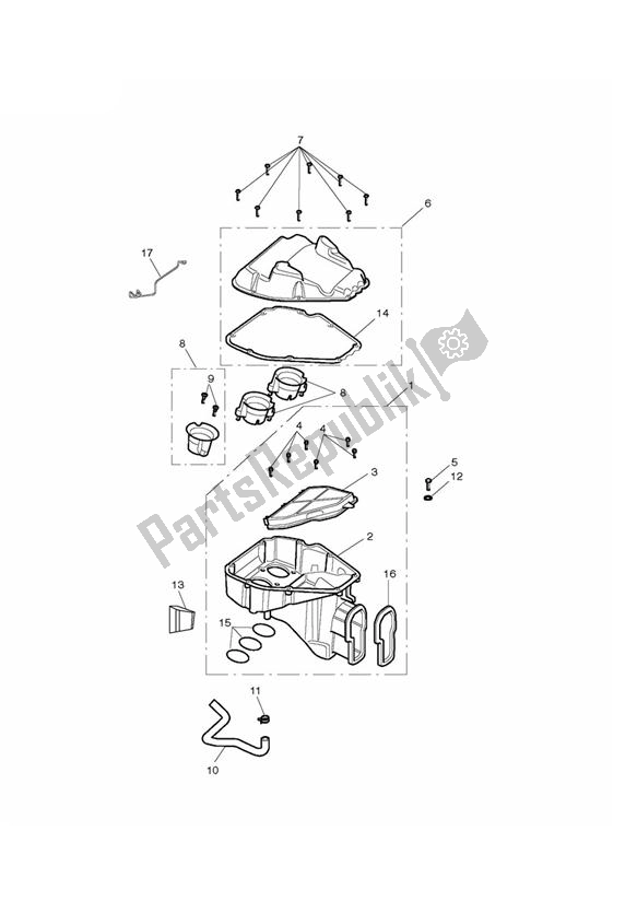 All parts for the Airbox of the Triumph Street Triple R VIN: > 560476 675 2008 - 2012