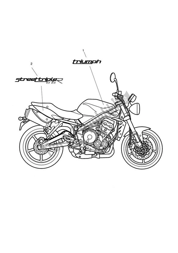 Alle onderdelen voor de Bodywork - Decals 482182 > van de Triumph Street Triple R VIN: > 560476 675 2008 - 2012