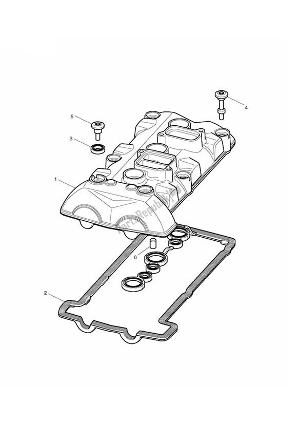 All parts for the Cam Cover of the Triumph Street Triple R VIN: > 560476 675 2008 - 2012