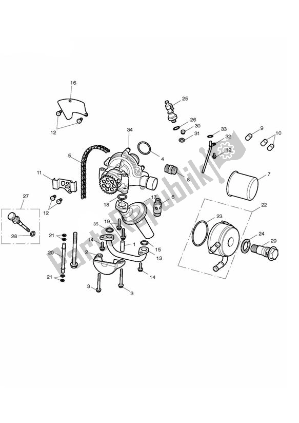 All parts for the Oil Pump Drive of the Triumph Street Triple R VIN: > 560476 675 2008 - 2012