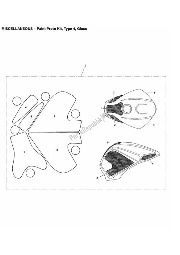 All parts for the Paint Protn Kit, Type 4, Gloss of the Triumph Street Triple R VIN: > 560476 675 2008 - 2012