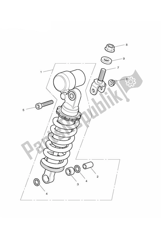 All parts for the Rear Suspension Unit of the Triumph Street Triple R VIN: > 560476 675 2008 - 2012