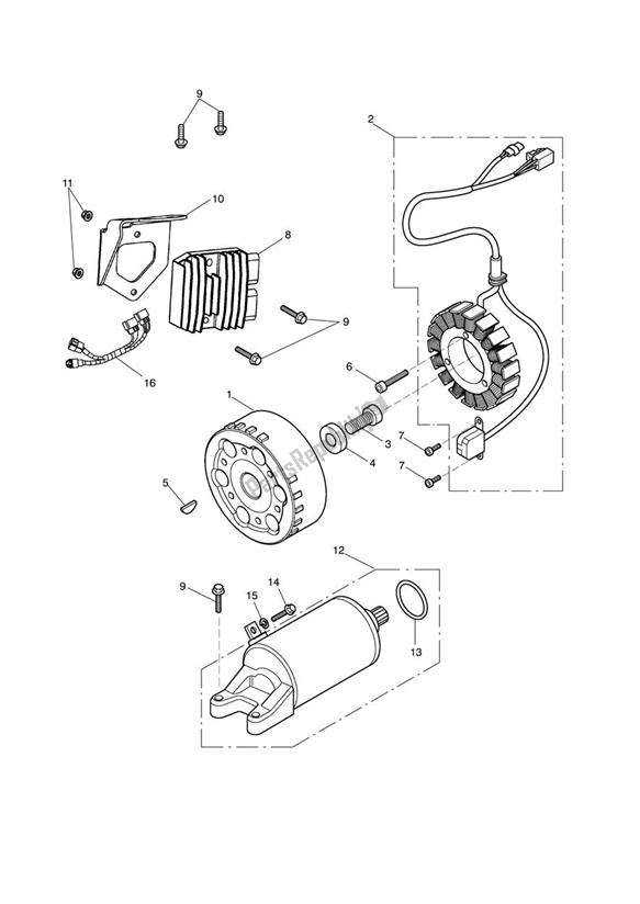 Alle onderdelen voor de Starter & Dynamo van de Triumph Street Triple R VIN: > 560476 675 2008 - 2012