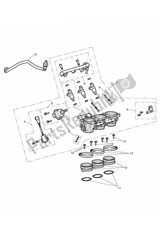 All parts for the Throttles, Injectors And Fuel Rail of the Triumph Street Triple R VIN: > 560476 675 2008 - 2012