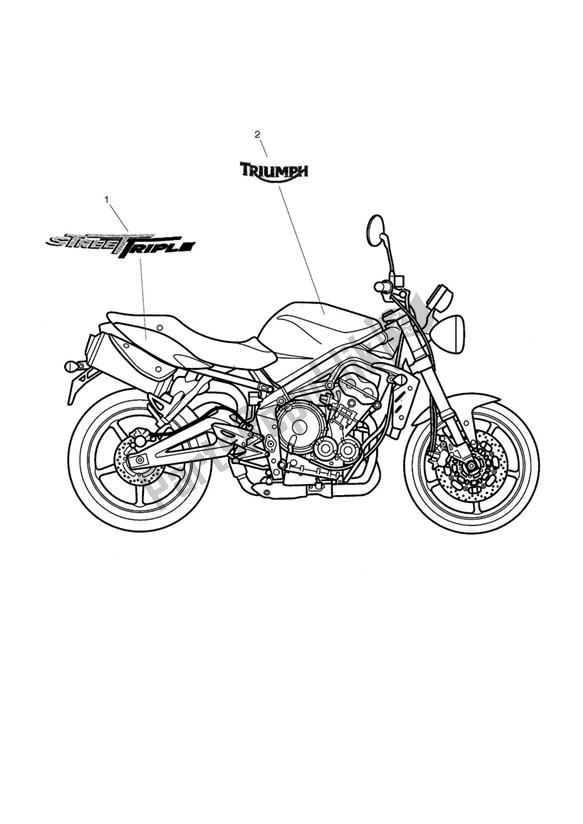 Wszystkie części do Bodywork - Decals > 480781 Triumph Street Triple VIN: < 560476 675 2009 - 2012