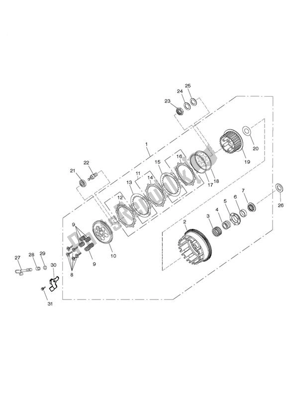 Todas as partes de Embreagem do Triumph Street Triple VIN: < 560476 675 2009 - 2012