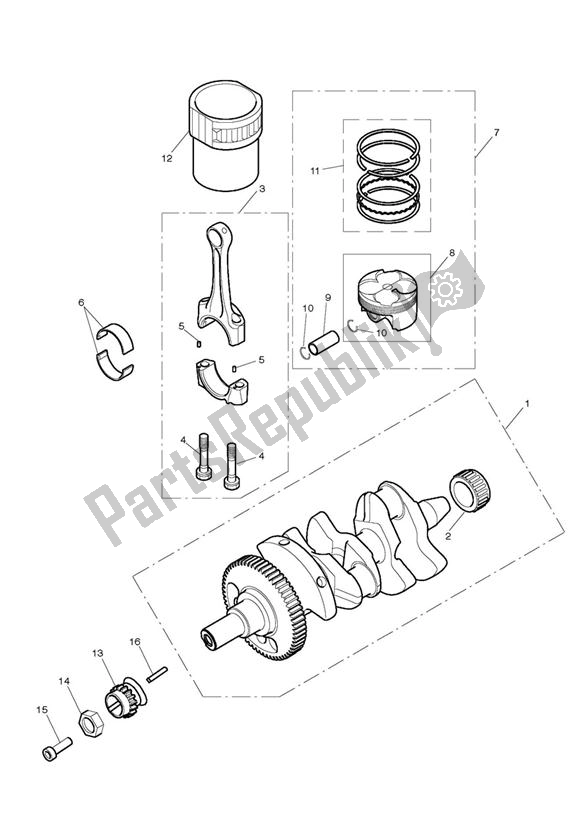 Tutte le parti per il Albero Motore, Bielle, Pistoni E Camicie del Triumph Street Triple VIN: < 560476 675 2009 - 2012