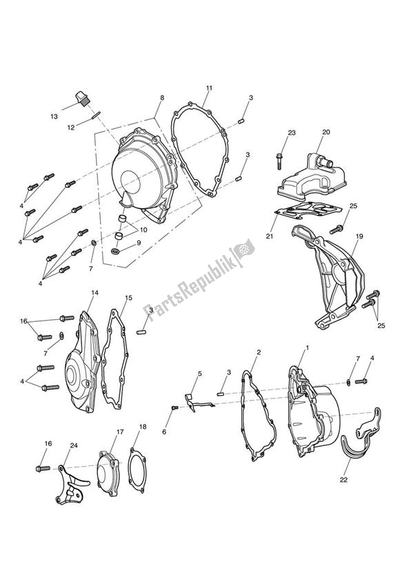 Toutes les pièces pour le Couvercles De Moteur du Triumph Street Triple VIN: < 560476 675 2009 - 2012