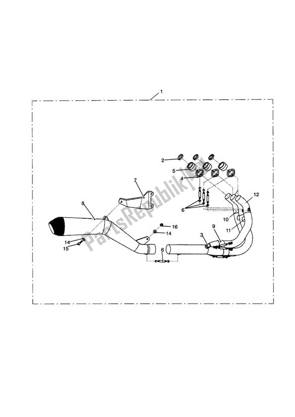 All parts for the Exhaust System, Arrow 3:1 of the Triumph Street Triple VIN: < 560476 675 2009 - 2012