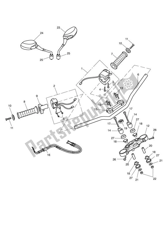 Tutte le parti per il Manubri E Interruttori del Triumph Street Triple VIN: < 560476 675 2009 - 2012