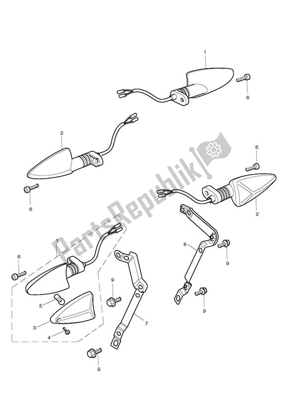 Alle onderdelen voor de Indicatoren van de Triumph Street Triple VIN: < 560476 675 2009 - 2012