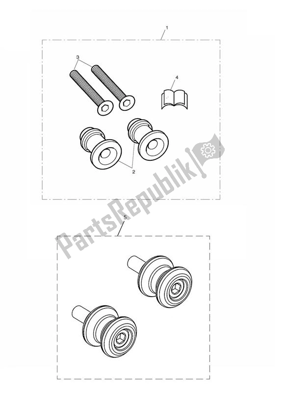 Tutte le parti per il Paddock Stand Bobbin Kits del Triumph Street Triple VIN: < 560476 675 2009 - 2012