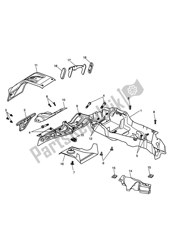 Tutte le parti per il Parafango Posteriore E Vano Batteria del Triumph Street Triple VIN: < 560476 675 2009 - 2012