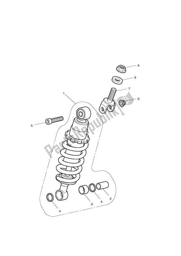 All parts for the Rear Suspension Unit of the Triumph Street Triple VIN: < 560476 675 2009 - 2012