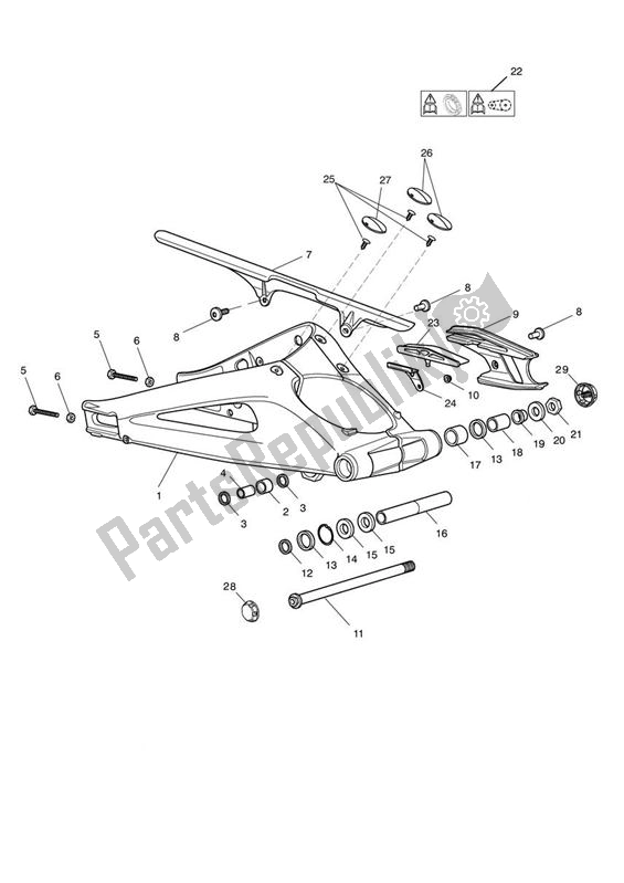 Tutte le parti per il Forcellone Posteriore del Triumph Street Triple VIN: < 560476 675 2009 - 2012