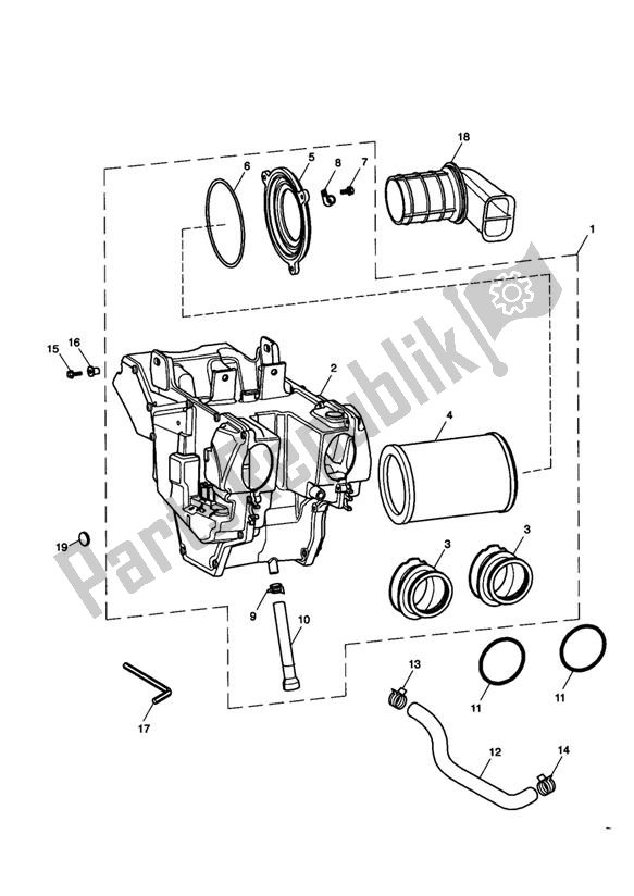 All parts for the Airbox of the Triumph Thruxton 900 2005 - 2007