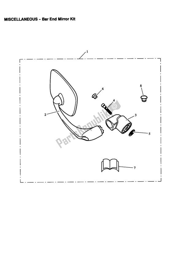 All parts for the Bar End Mirror Kit of the Triumph Thruxton 900 2005 - 2007