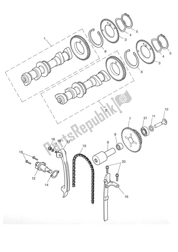 All parts for the Camshaft & Camshaft Drive of the Triumph Thruxton 900 2005 - 2007