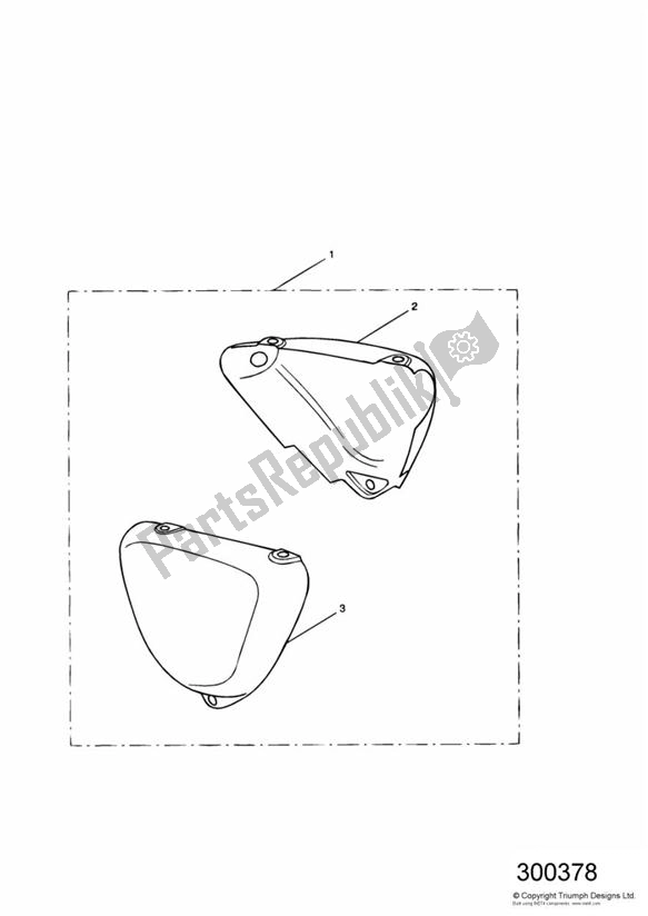 Alle onderdelen voor de Chrome Side Panels Kit van de Triumph Thruxton 900 2005 - 2007