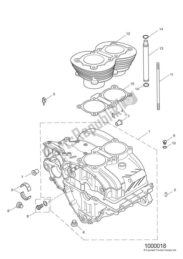 Tutte le parti per il Crankcase & Fittings - Up To Eng No 221608 (plus Eng No's 229407 To 230164) del Triumph Thruxton 900 2005 - 2007