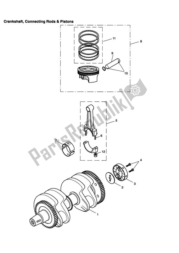 Tutte le parti per il Crankshaft, Connecting Rod & Pistons del Triumph Thruxton 900 2005 - 2007