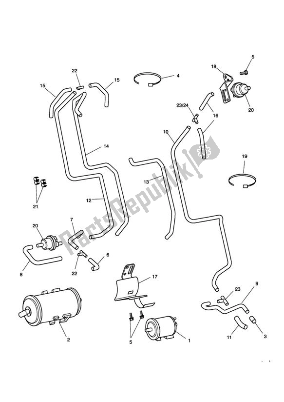 Todas las partes para Sistema De Control De Pérdida Por Evaporación - Solo California de Triumph Thruxton 900 2005 - 2007