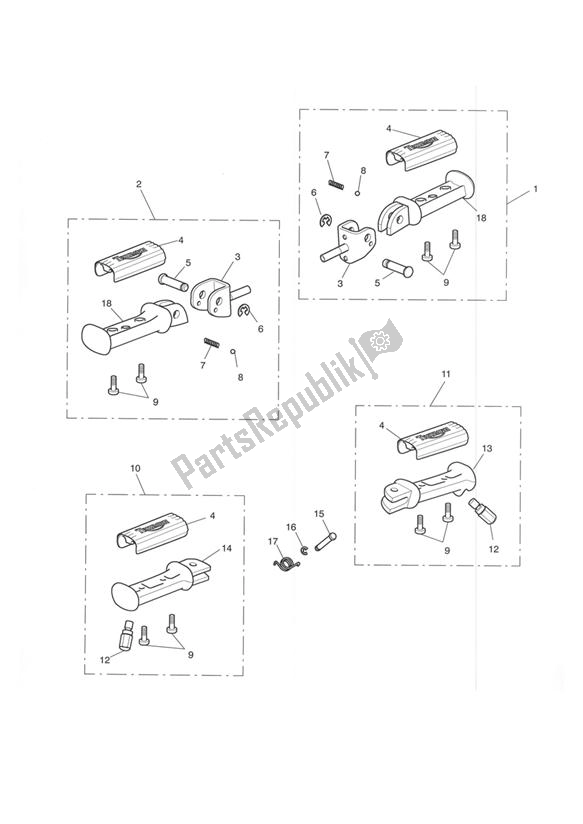 Todas las partes para Reposapiés Y Montajes de Triumph Thruxton 900 2005 - 2007