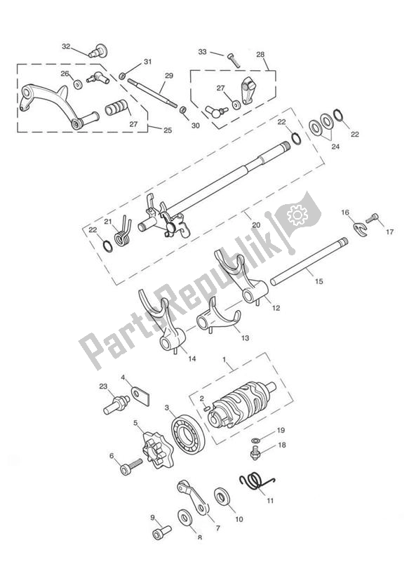 All parts for the Gear Selectors & Pedal of the Triumph Thruxton 900 2005 - 2007