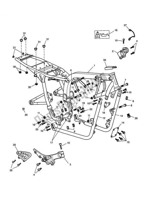 All parts for the Main Frame & Fittings of the Triumph Thruxton 900 2005 - 2007