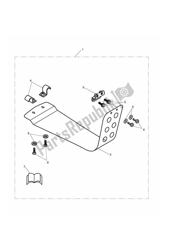 All parts for the Skid Plate Kit of the Triumph Thruxton 900 2005 - 2007