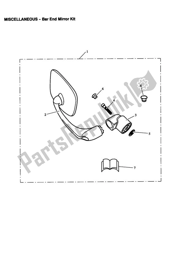 Tutte le parti per il Bar End Mirror Kit del Triumph Thruxton 900 Carburettor 2005 - 2007