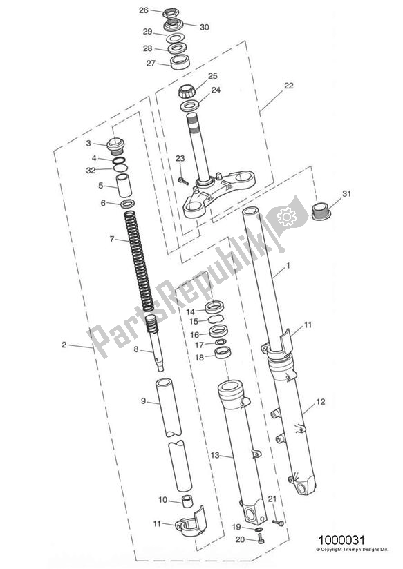 Tutte le parti per il Front Forks & Lower Yoke del Triumph Thruxton 900 Carburettor 2005 - 2007