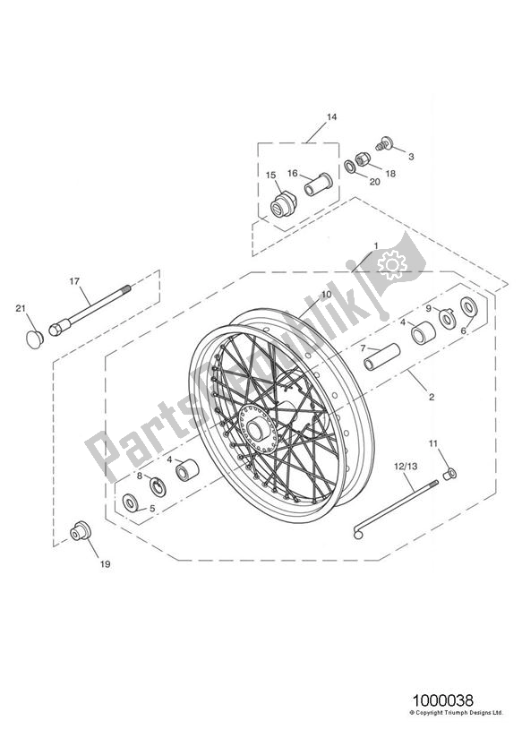 All parts for the Front Wheel of the Triumph Thruxton 900 Carburettor 2005 - 2007