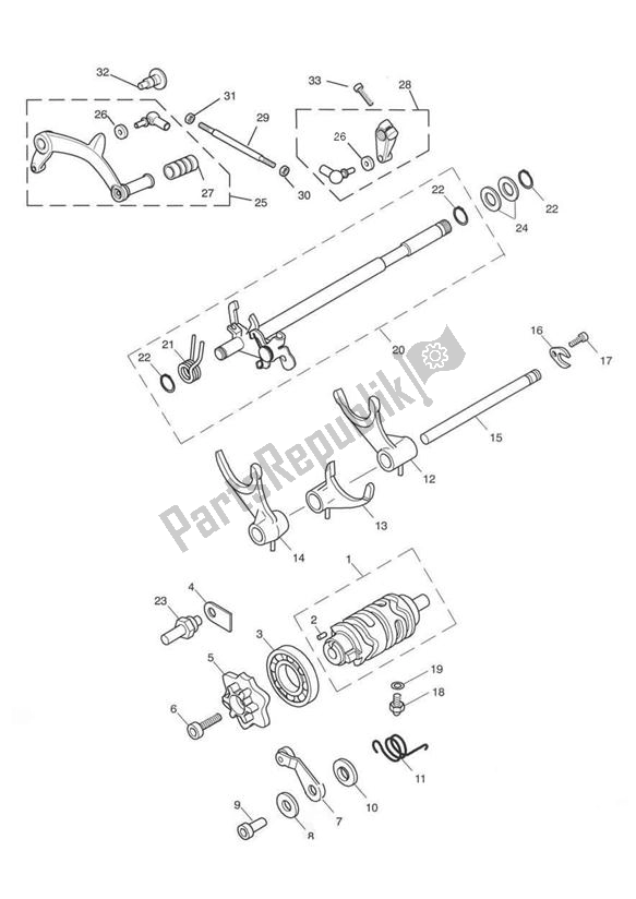 All parts for the Gear Selectors & Pedal of the Triumph Thruxton 900 Carburettor 2005 - 2007