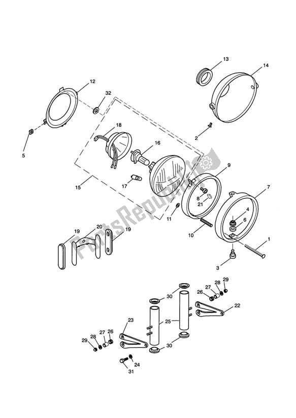 Todas las partes para Montaje De Faros de Triumph Thruxton 900 Carburettor 2005 - 2007