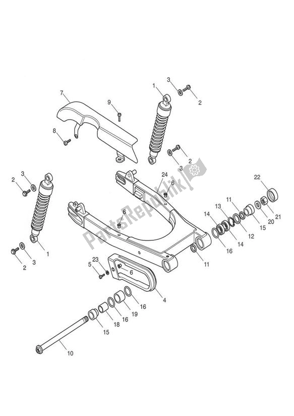 Tutte le parti per il Sospensione Posteriore del Triumph Thruxton 900 Carburettor 2005 - 2007