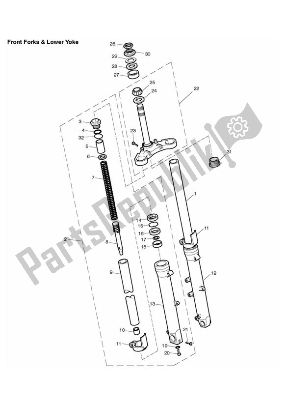 Todas as partes de Garfos Dianteiros E Garfo Inferior do Triumph Thruxton 900 EFI 2008 - 2010