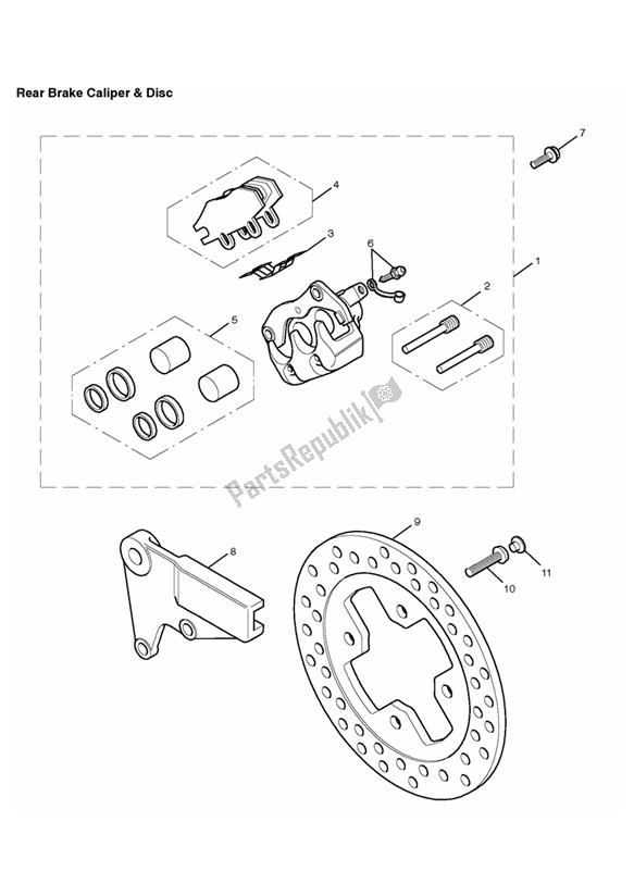 Toutes les pièces pour le Rear Brake Caliper & Disc du Triumph Thruxton 900 EFI 2008 - 2010