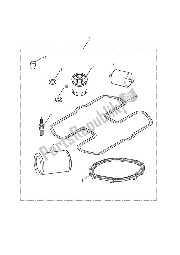 All parts for the Service Kit of the Triumph Thruxton 900 EFI 2008 - 2010