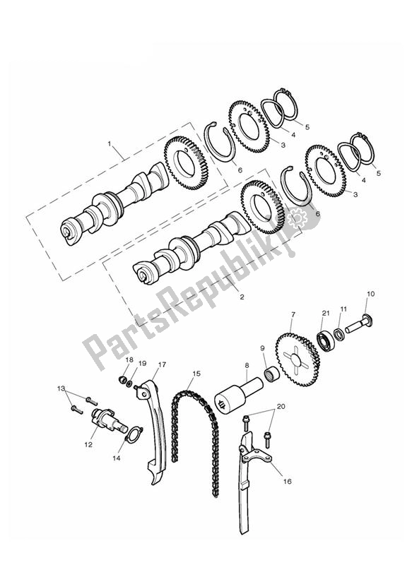 Todas las partes para árbol De Levas Y Transmisión Del árbol De Levas de Triumph Thruxton 900 EFI 2008 - 2010