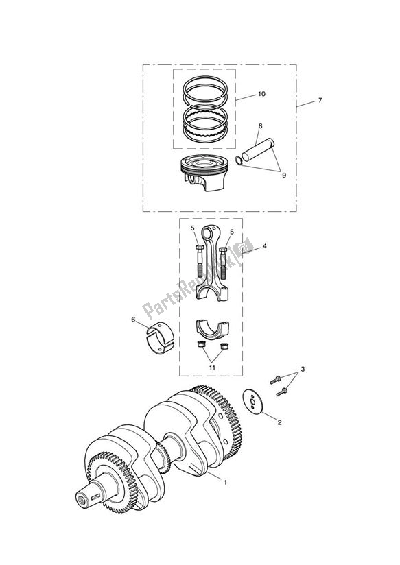 All parts for the Crankshaft, Connecting Rods & Pistons of the Triumph Thruxton 900 EFI 2008 - 2010