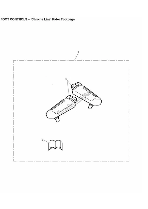 Alle onderdelen voor de Chrome Line Rider Footpegs van de Triumph Thunderbird 1700 2010 - 2014