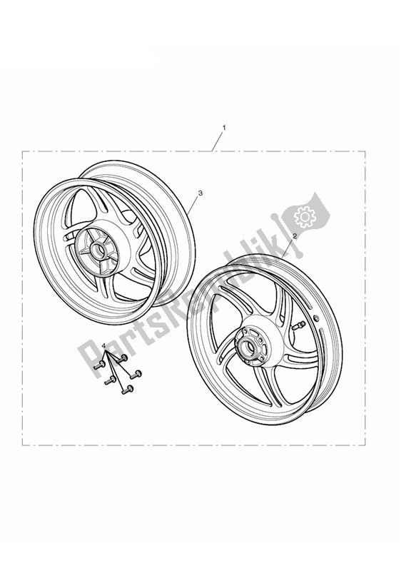 All parts for the Chrome Wheels of the Triumph Thunderbird 1700 2010 - 2014